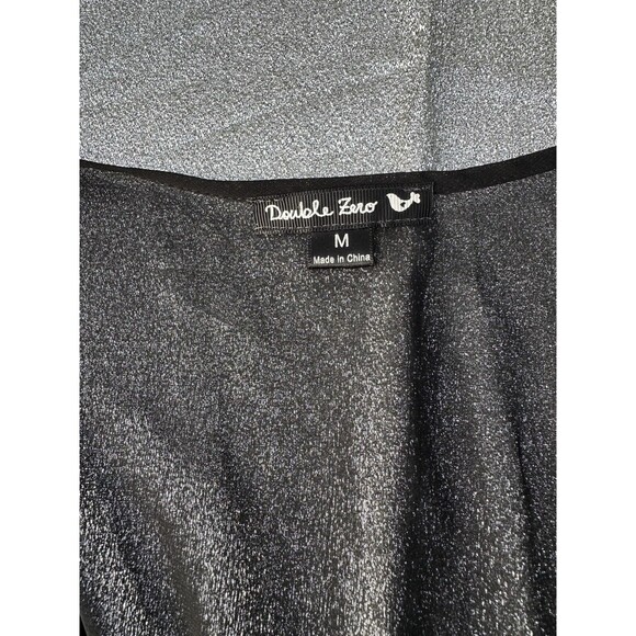 Double Zero Black Chiffon Dress Cold Shoulder Elastic Waist Sheer Back Size M - Picture 3 of 10